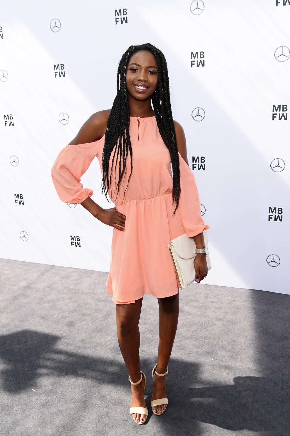 <p>Auch Abigail Odoom genoss die Berlin Fashion Week als Zuschauerin. Unter anderem stand die Show von Lena Hoschek bei ihr mit auf dem Programm. (Bild: Matthias Nareyek/Getty Images for Lena Hoschek) </p>