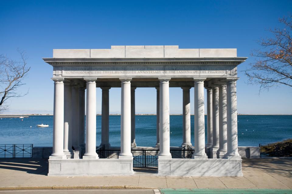 Plymouth Rock, the site where the Pilgrims landed, is under this temple - getty