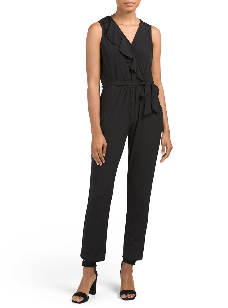 NY Collections “Petite Made In USA Ruffle Neck Jumpsuit”