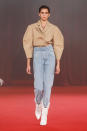 <p>Gerber took a page from her model mama's heyday in a voluminious '80s-inspired Off-White ensemble. </p>