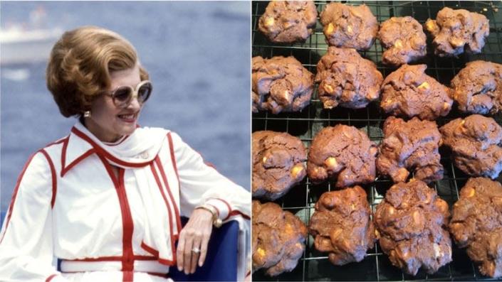Betty Ford, left, and Betty Ford&#x002019;s Double Chocolate Cookies, right