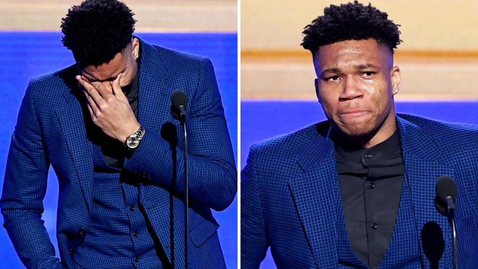 Giannis Antetokounmpo, pictured, broke down after winning the NBA MVP.