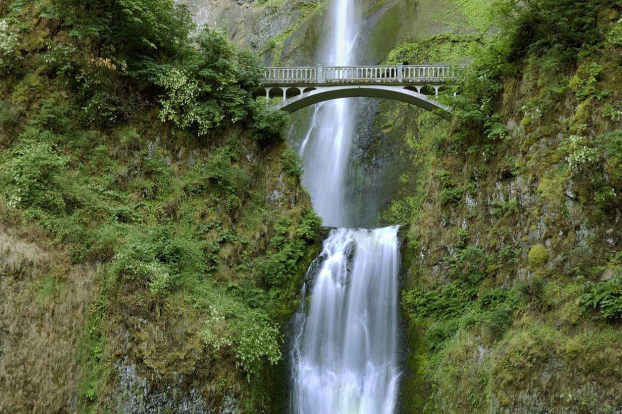 Multnomah falls and bridge in Oregon State, USA