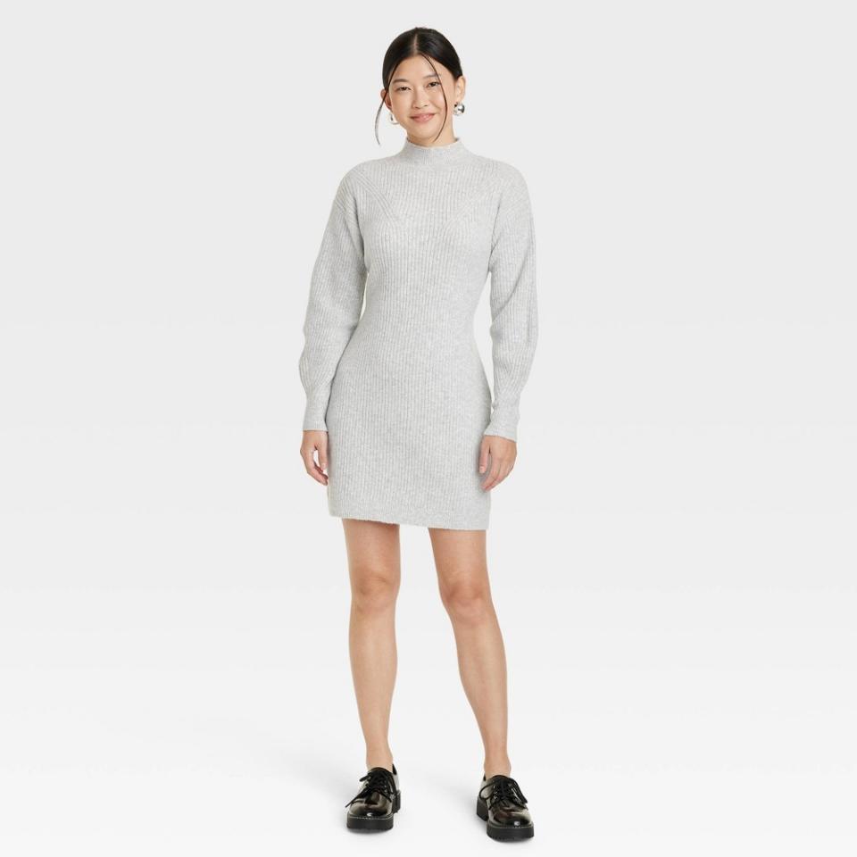 <p><a href="https://www.target.com/p/women-39-s-long-sleeve-sweater-dress-a-new-day-8482-gray-s/-/A-88390221" rel="nofollow noopener" target="_blank" data-ylk="slk:Shop Now;elm:context_link;itc:0;sec:content-canvas" class="link ">Shop Now</a></p><p>Sweater Dress </p><p>target.com</p><p>$35.00</p><span class="copyright">A New Day</span>