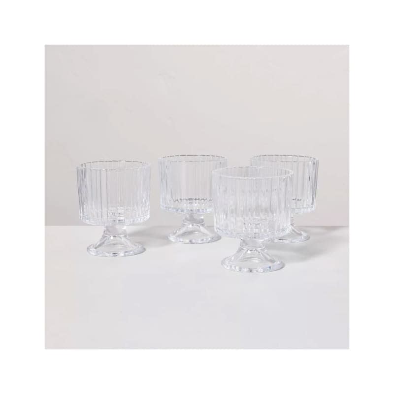4pk 8oz Fluted Glass Parfait Cup Set Clear - Hearth & Hand™ with Magnolia