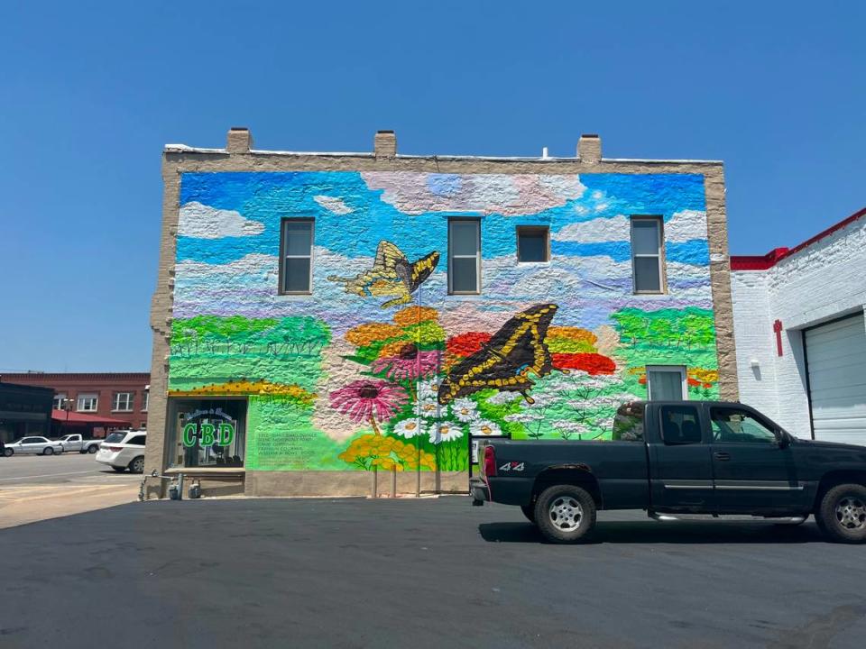 A butterfly mural welcomes visitors to Historic Downtown Ottowa and honors a lifelong resident who was also a recognized artist and butterfly expert.