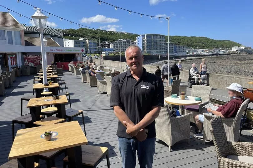 Rob Braddick, 52, outside the pub on a sunnier day