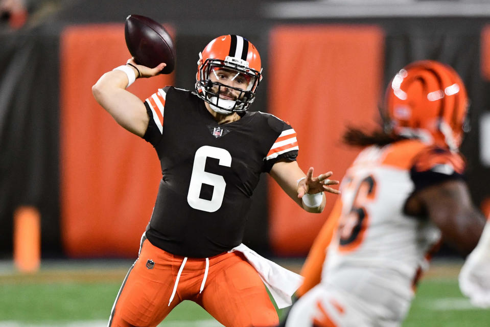 Quarterback Baker Mayfield had a good game against the Bengals on Thursday night. (Photo by Jamie Sabau/Getty Images)