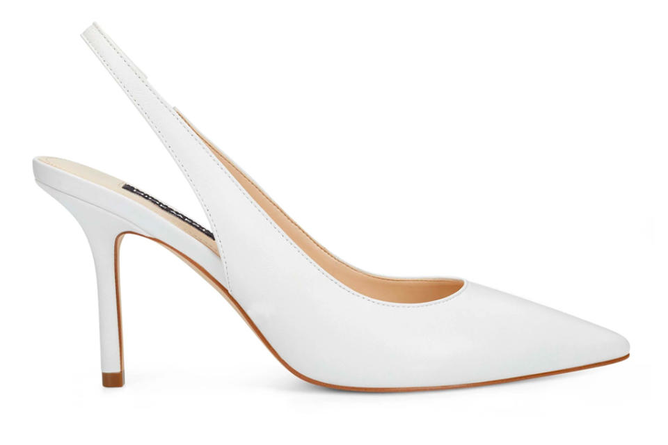 pumps, nine west, white, slingback