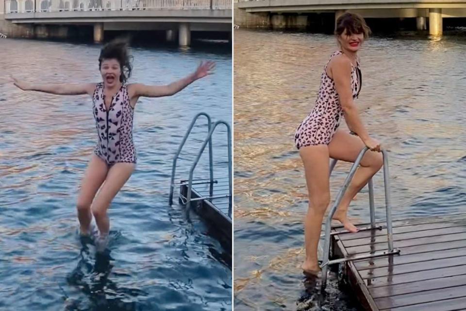 <p>Helena Christensen/Instagram</p> Helena Christensen celebrates her 55th birthday in sexy one-piece bathing suit