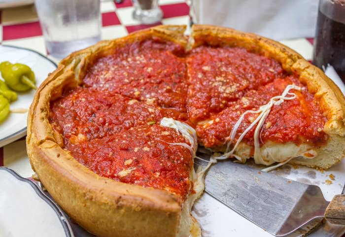 Deep dish pizza