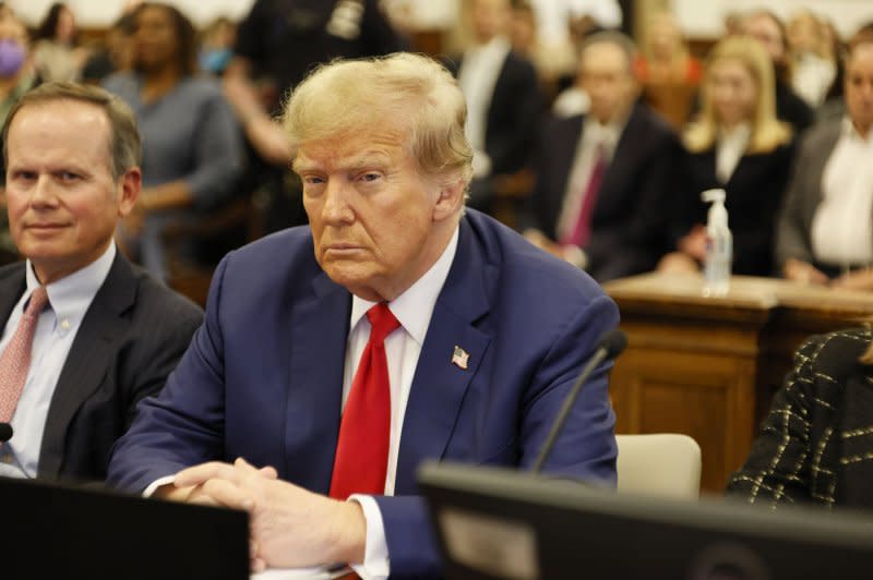 Former President Donald Trump sits in New York State Supreme Court during his civil fraud trial on January 11. File Photo by Michael M. Santiago/UPI