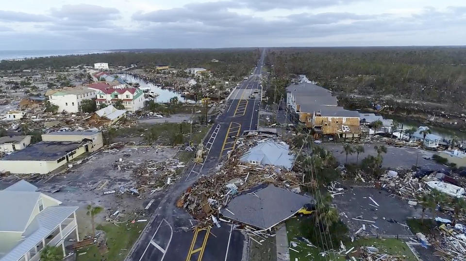 In this image made from video and provided by SevereStudios.com, damage from Hurricane Michael is seen in Mexico Beach.&nbsp;