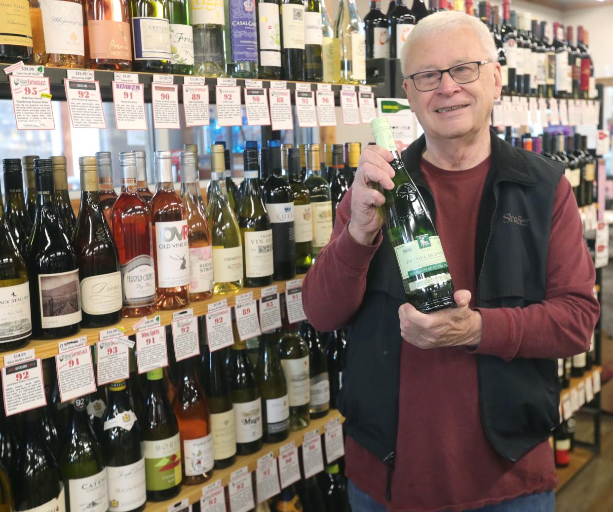 Charlie Chambless, wine steward at Cornerstone Market Wine in Munroe Falls, recommends a $9.99 white wine from France called Picpoul De Pinet.