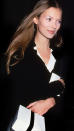 <p>Kate Moss opts for a black and white outfit for a Bryant Park Fashion Event, 1995</p>