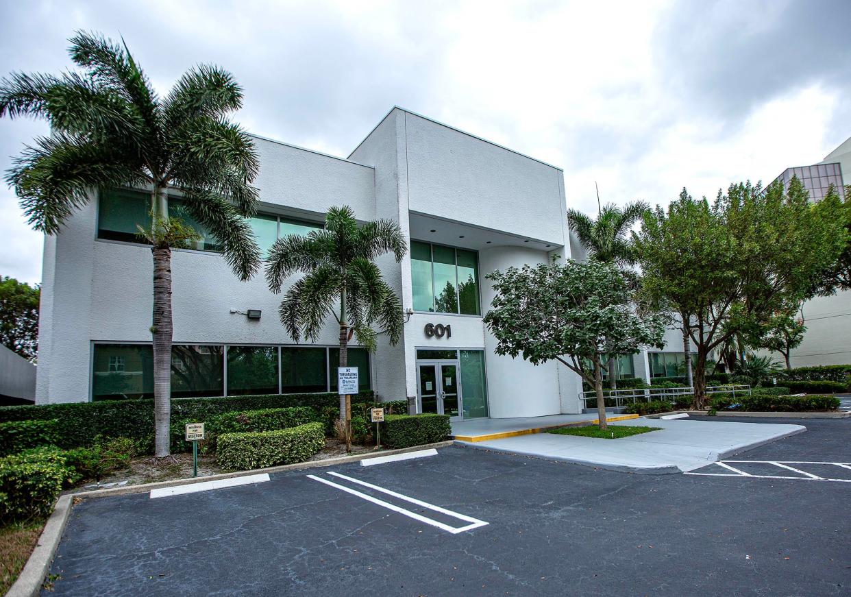 View of 601 Clearkwater Park road the former home for PaxonÕs ION television, which sit empty Friday December 08, 2023 in West Palm Beach. Developers are planning a 25 story condominium on this property and the one next to it at 621.