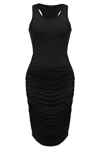 Zeagoo Midi Stretchy Sleeveless Ruched Bodycon Dress for Women