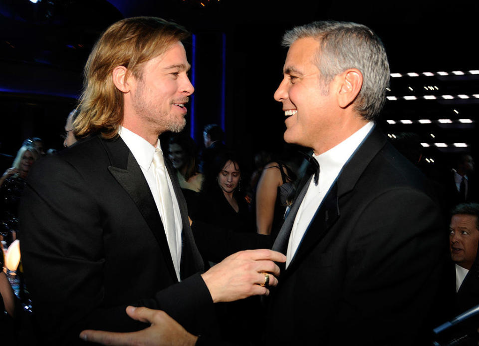 Brad Pitt and George Clooney in the audience at the 17th Annual Critics' Choice Movie Awards at Hollywood Palladium on January 12, 2012 in Hollywood, California