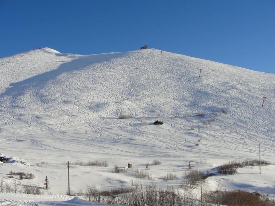 Fresh tracks descend one of Arctic Valley's treeless faces.<p>Courtesy: Arctic Valley Ski Area</p>