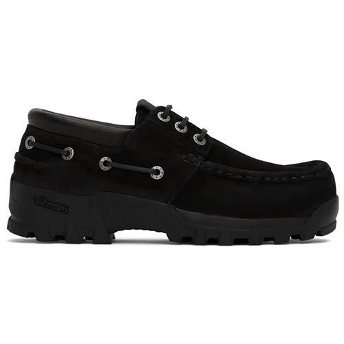 <p><a class="link " href="https://www.ssense.com/en-gb/men/product/filippa-k/black-vibram-sole-boat-shoes/12494751?clickref=1011lwCyfZuc" rel="nofollow noopener" target="_blank" data-ylk="slk:SHOP;elm:context_link;itc:0;sec:content-canvas">SHOP</a></p><p>Filippa K presents a Vibram-soled boat shoe for the kids who once wore creepers to college. </p><p>£330; <a href="https://www.ssense.com/en-gb/men/product/filippa-k/black-vibram-sole-boat-shoes/12494751?clickref=1011lwCyfZuc" rel="nofollow noopener" target="_blank" data-ylk="slk:ssense.com;elm:context_link;itc:0;sec:content-canvas" class="link ">ssense.com</a></p>