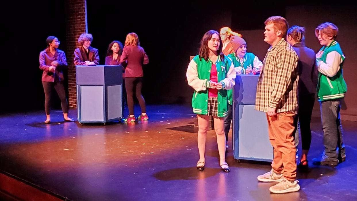 Some of the cast of École St. Patrick High School's production of Mean Girls, the musical.  (Francis Tessier-Burns  - image credit)