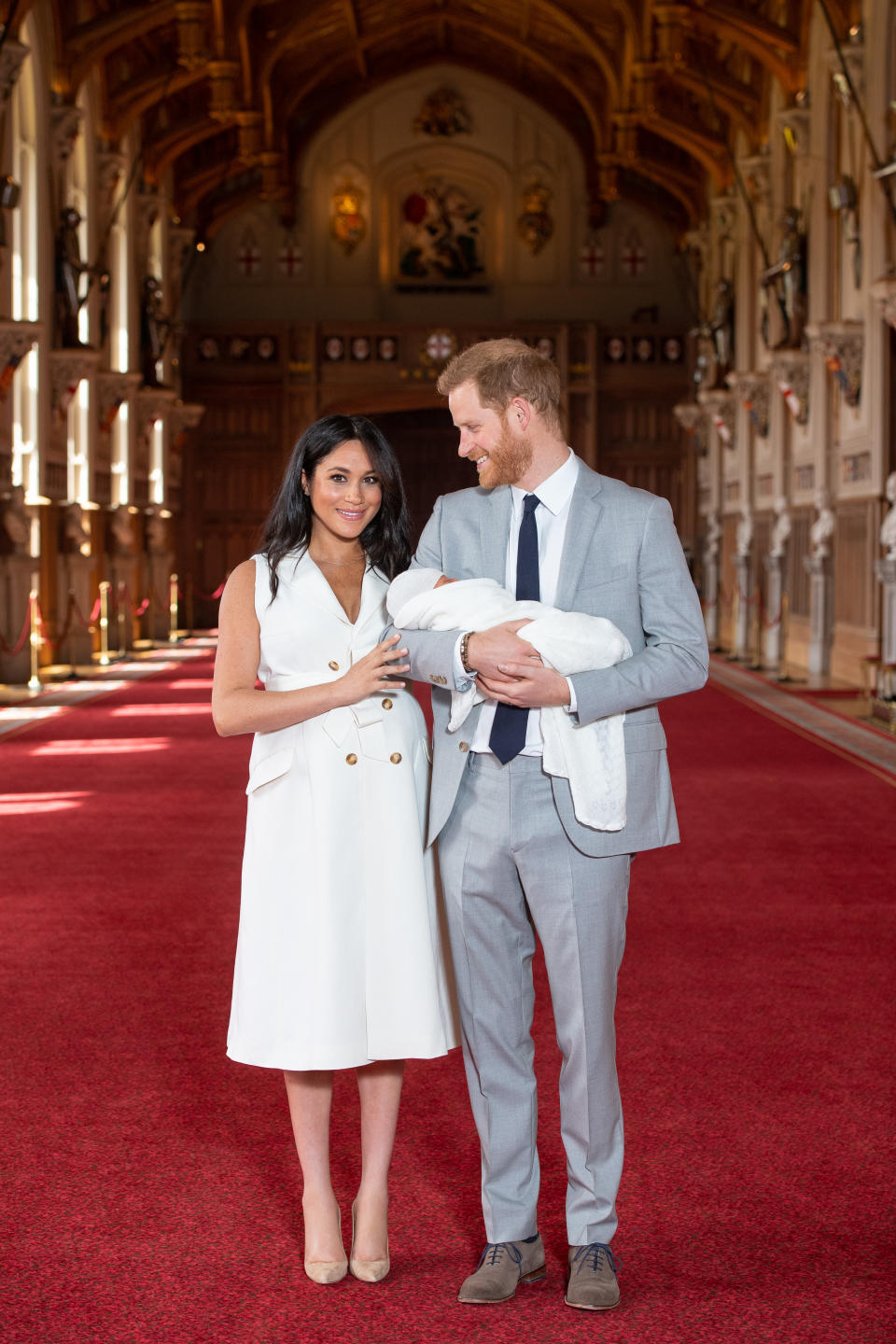 Prince Harry and Meghan Markle at Archie's first photocall on 8 May 2019