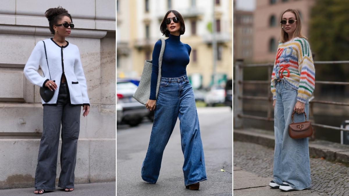 29 inspirational street style shots of wide leg jeans