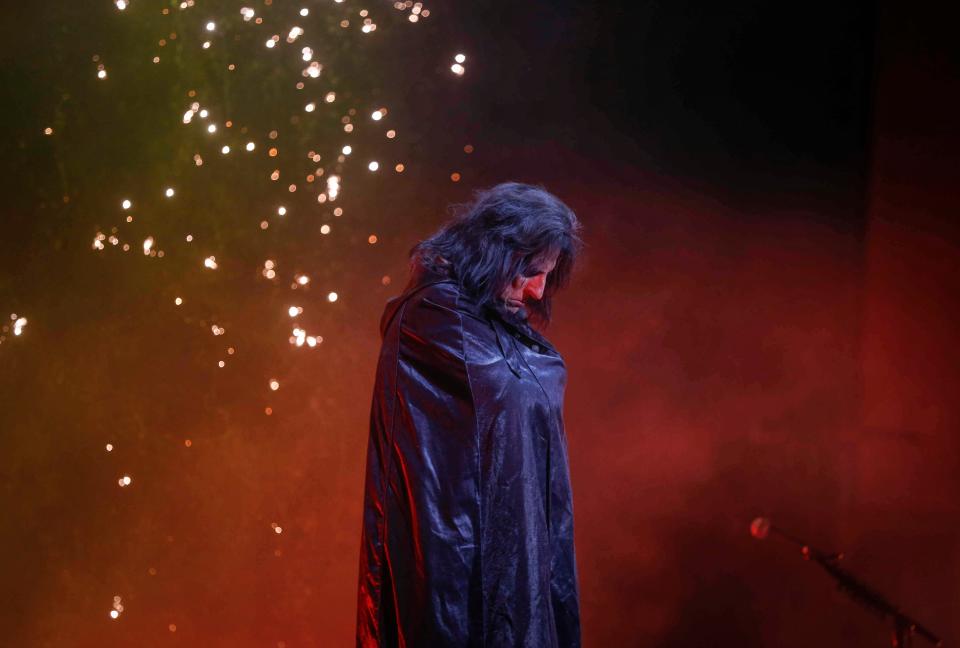 Rock and roll legend Alice Cooper takes the stage during his performance in 2018 at the Civic Center in Des Moines.