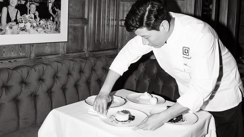 Table being set at Delmonico's