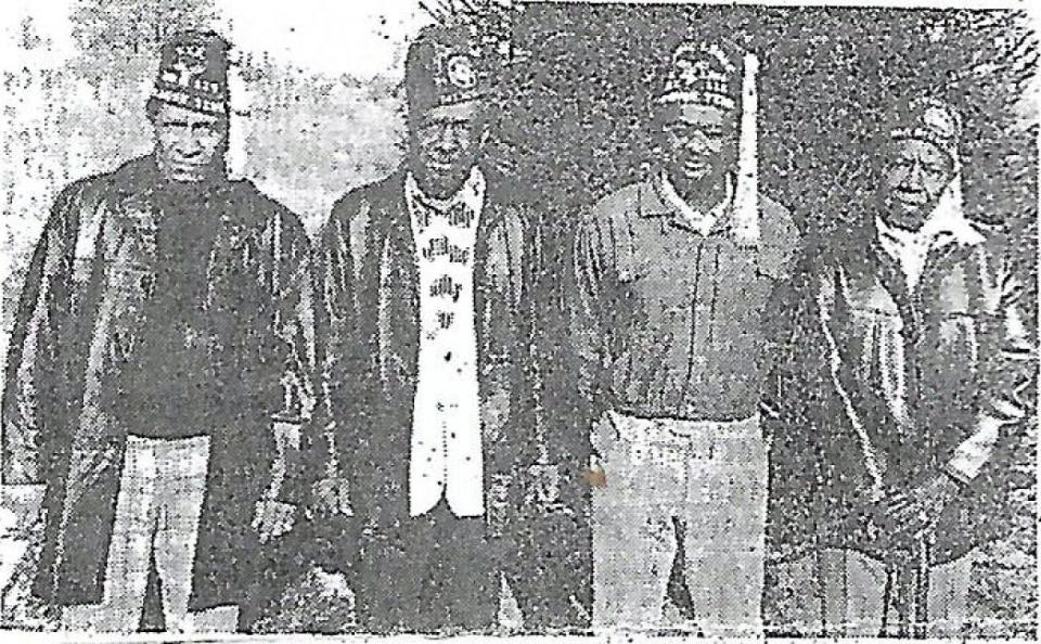 The original Atomic City Elks Lodge Charter Members: Jerome Taylor, exalted ruler; “Doc” Stewart, charter member; Willie Pettus, secretary, and John William Smith, charter member.