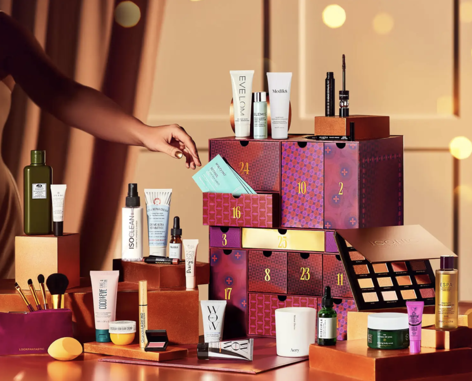Inside Lookfantastic's 2023 Beauty Advent Calendar you'll find a mix of luxury skincare, make-up and haircare. (Lookfantastic)