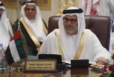 United Arab Emirates' Minister of State for Foreign Affairs Anwar Mohammed Gargash attends a Gulf Cooperation Council (GCC) meeting in Riyadh March 12, 2015. REUTERS/Faisal Al Nasser/Files