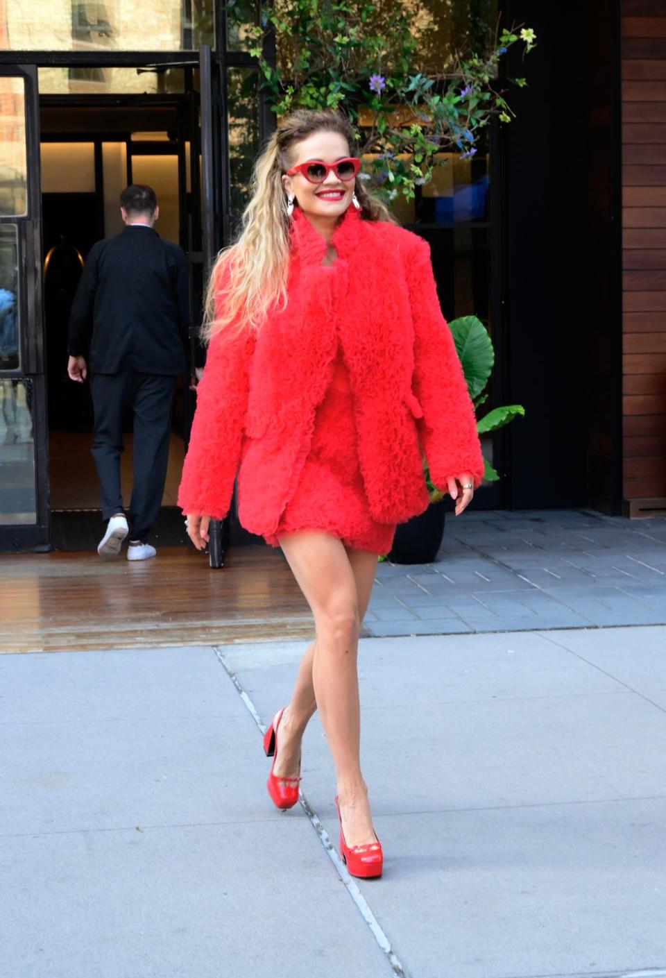 rita ora red outfits