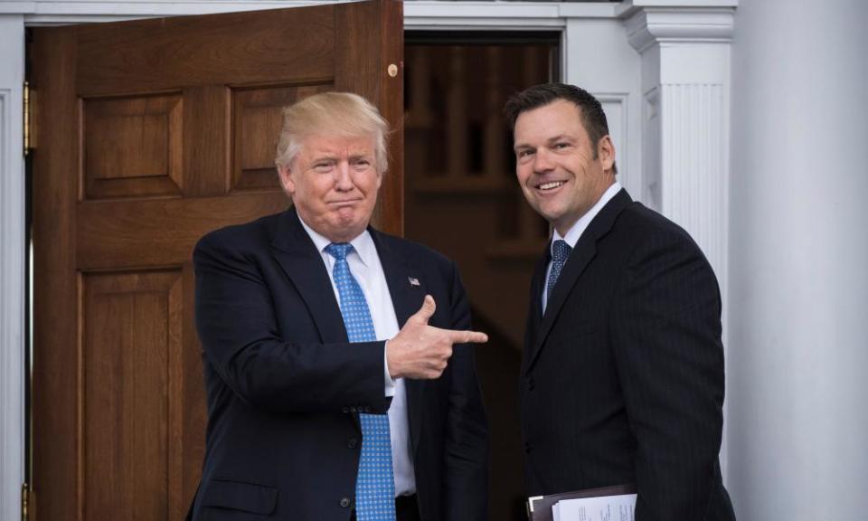 Trump with Kris Kobach. Kobach is running to be governor of Kansas.