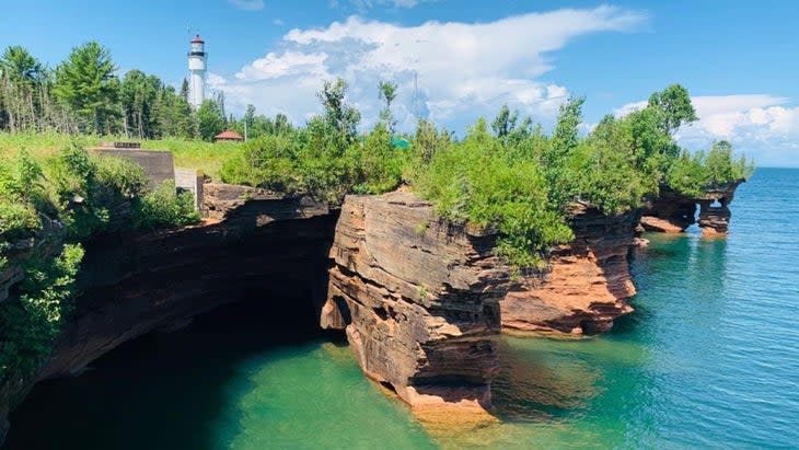 sea caves lighthouse shoreline