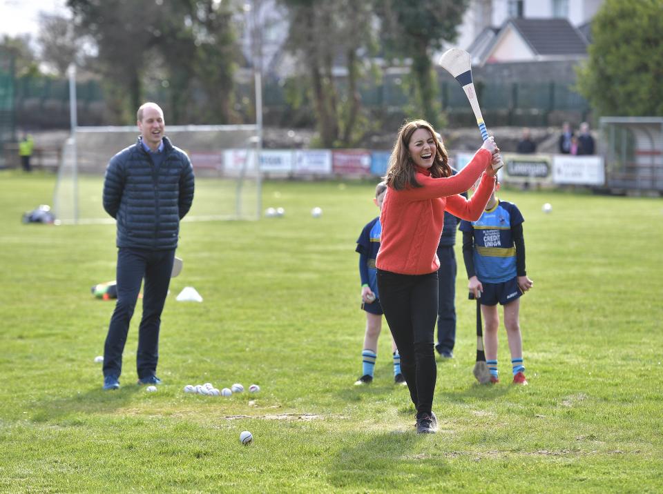 Kate tries out hurling in Ireland on 5 March 2020Getty Images