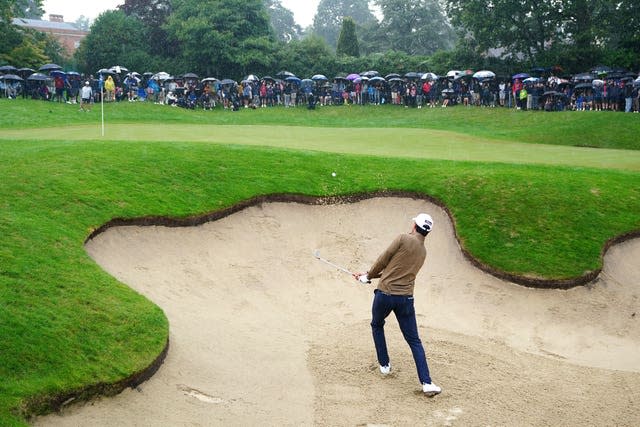 Matteo Manassero plays out of a bunker