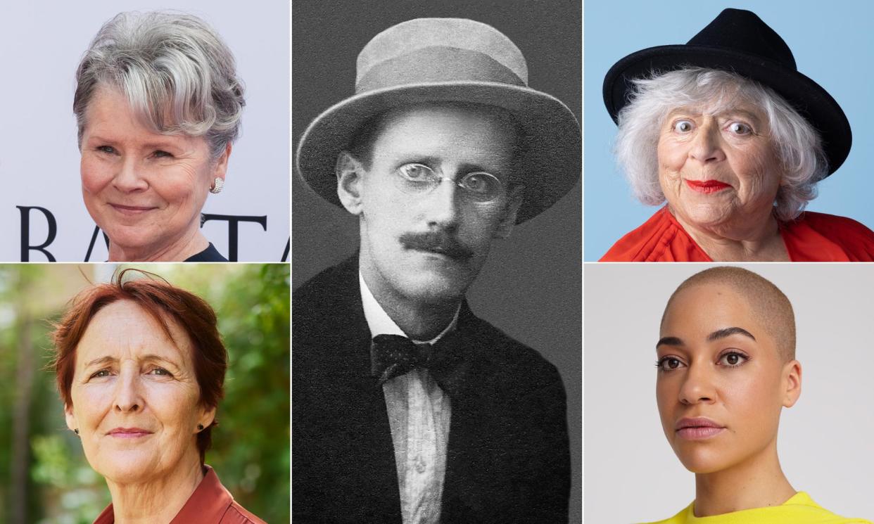 <span>Top left clockwise: Imelda Staunton, James Joyce, Miriam Margolyes, Cush Jumbo and Fiona Shaw. The Yes festival, where the video will be shown, takes place in June.</span><span>Composite: Getty/Alamy/The Guardian</span>