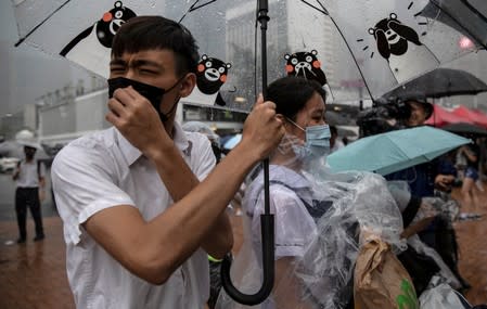 School students boycott their classes as they take part in a protest in Hong Kong