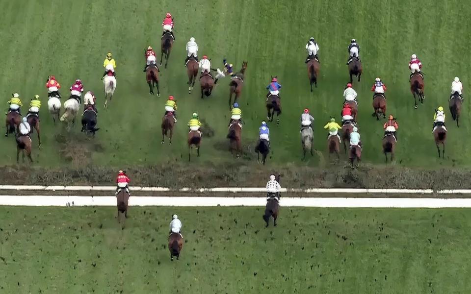 last year's winner Corach Rambler unseated jockey Derek Fox at the first fence