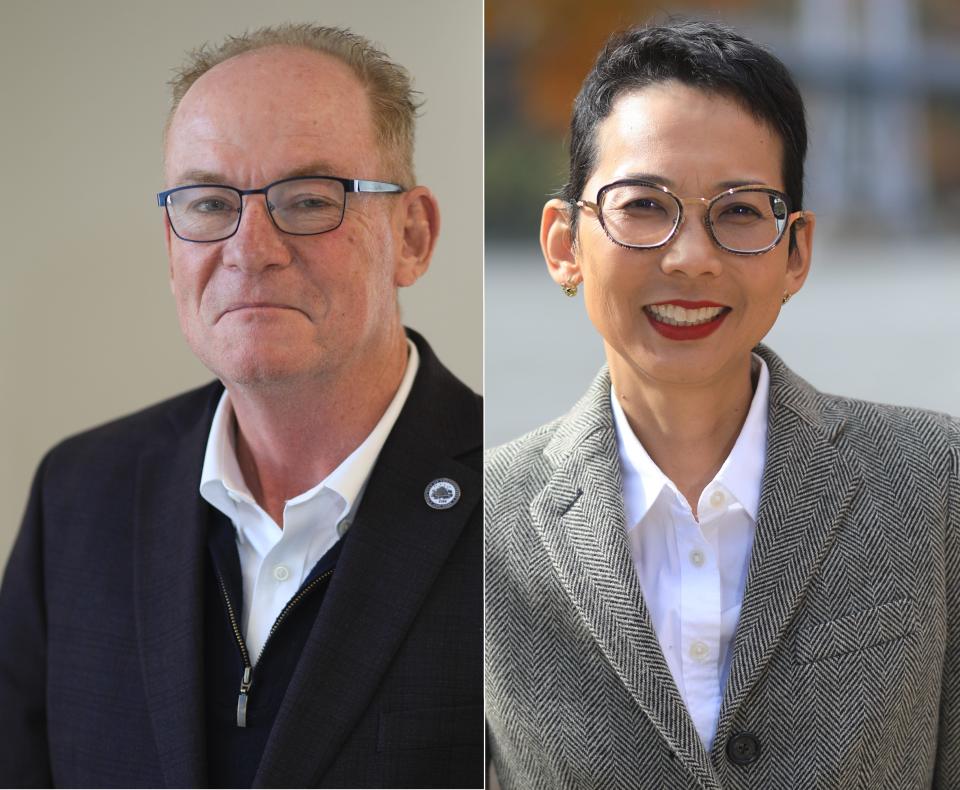 From Left, Republican Rob Rolison and Democrat Julie Shiroishi are running to represent the 39th state Senate District.
