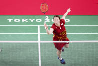 <p>CHOFU, JAPAN - JULY 25: Yuta Watanabe(not in picture) and Arisa Higashino of Team Japan compete against Simon Wing Hang Leung and Gronya Somerville of Team Australia during a Mixed Doubles Group C match on day two of the Tokyo 2020 Olympic Games at Musashino Forest Sport Plaza on July 25, 2021 in Chofu, Tokyo, Japan. (Photo by Lintao Zhang/Getty Images)</p> 