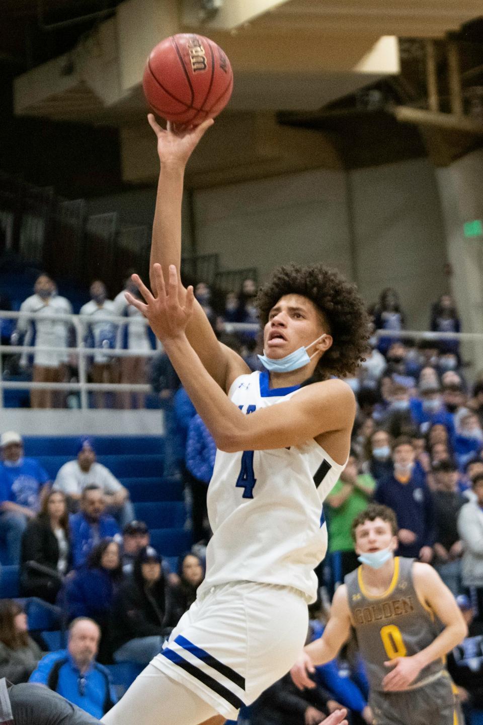 Pueblo Central's Kadyn Betts goes up on a short jump shot during the second round of the Class 4A state tournament against Golden at Jim Ranson Court on Feb. 22.