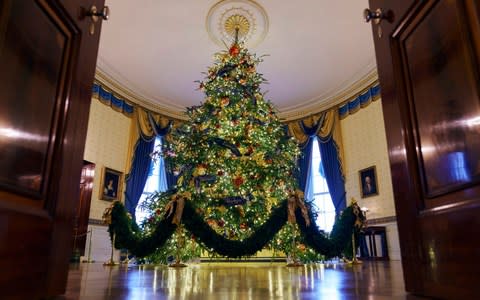 The official White House Christmas tree - Credit: Carolyn Kaster/AP