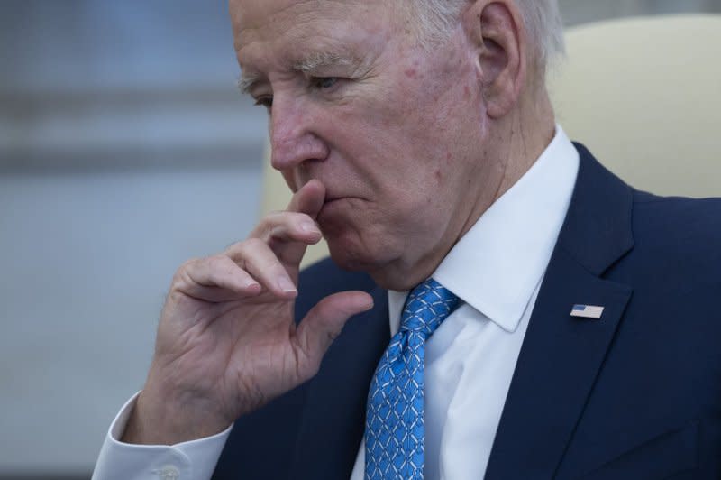 United States President Joe Biden in the Oval Office at the White House in Washington, DC, on Friday, March 1, 2024. Biden has slipped in recent polling. Photo by Chris Kleponis/UPI