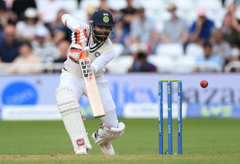 India batsmen Ravindra Jadeja in batting action during day three of the first Test  - Stu Forster/Getty Images