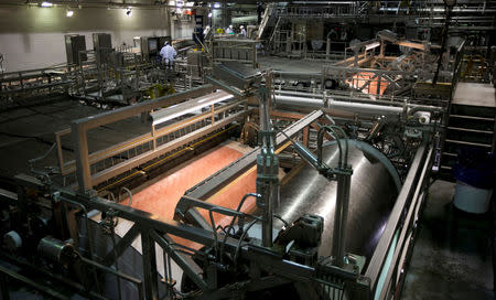 FILE PHOTO: Lean, finely textured beef (LFTB) is produced at the Beef Products Inc (BPI) facility in South Sioux City, Nebraska November 19, 2012. REUTERS/Lane Hickenbottom/File Photo