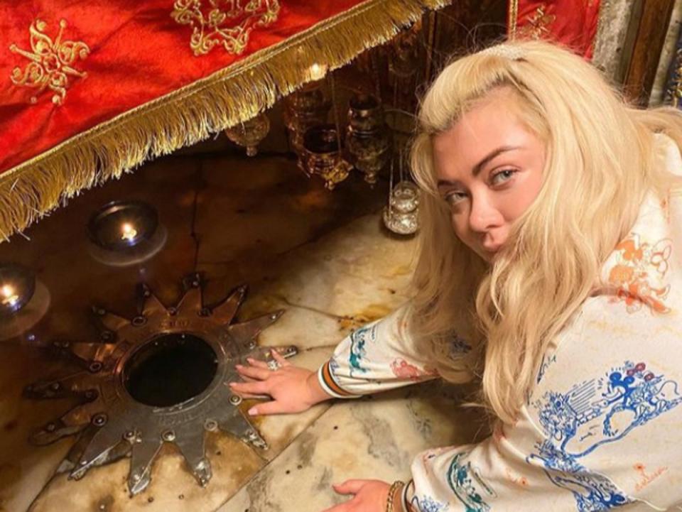 Gemma Collins at the Church of the Nativity in Bethlehem (Instagram / Gemma Collins)