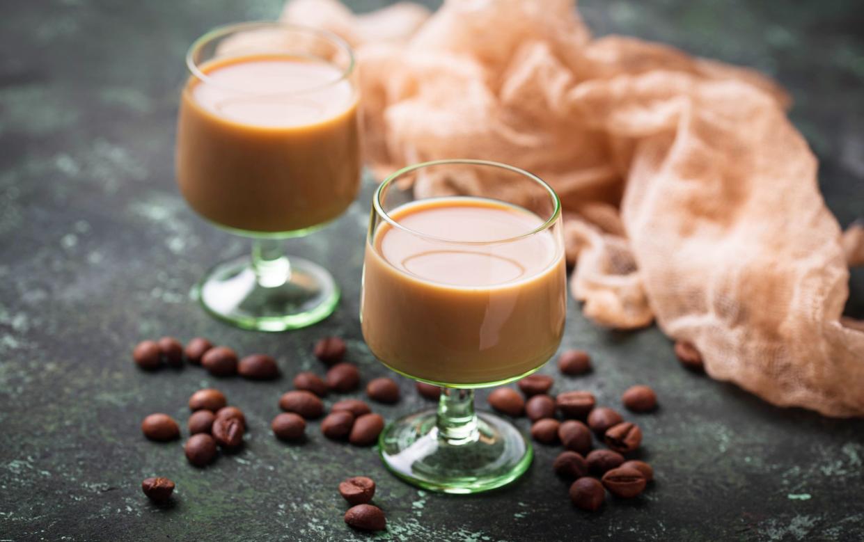 Irish cream liqueur and coffee beans