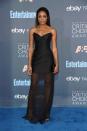 <p>Naomie followed her fellow actresses in the sheer look, opting for a black tailored style. <i>[Photo: Getty]</i> </p>